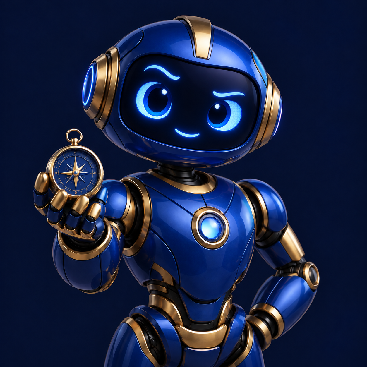 Atlas, a royal-blue and gold 3D strategy robot